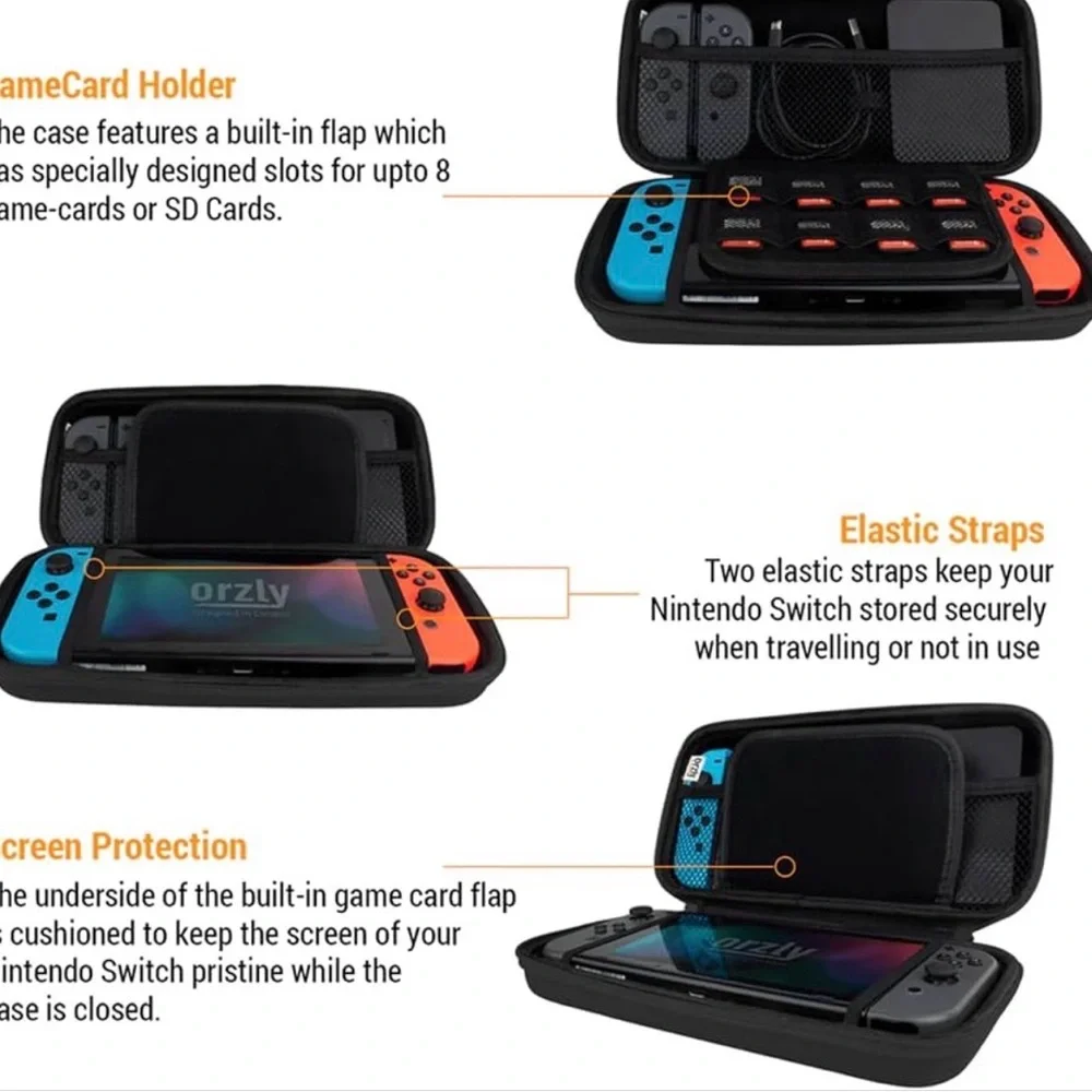 Nintendo Switch Carry Case Hard Shell Travel Case Black NEW